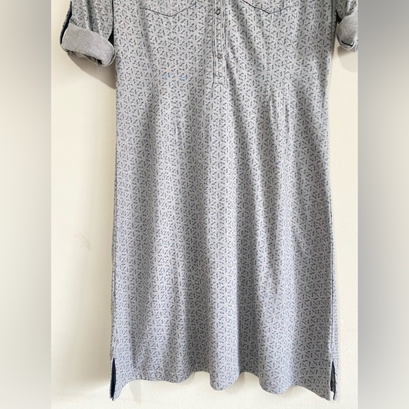 Patagonia Gray Kamala Henley Dress women Sz Small Organic Cotton Roll Tab Sleeve - Picture 4 of 8